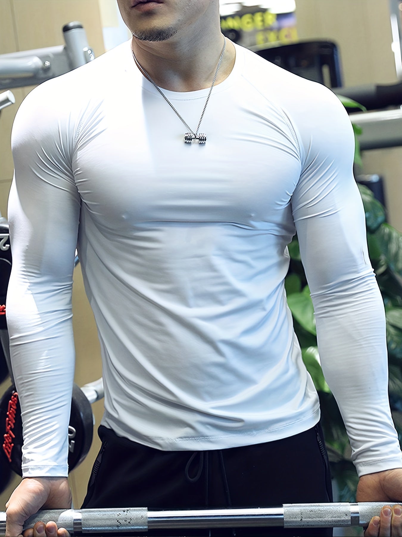 Men's Basic Solid Color Long Sleeve Comfy T-shirt, Breathable Quick-drying Tee Men's Summer Clothes Compression Top For Sports Fitness Running Basketball Mountaineering Cycling