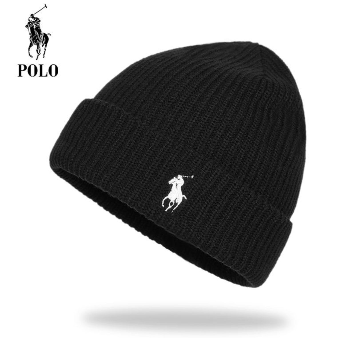 Polo beliebte Persönlichkeit Herbst und Winter warme Männer und Frauen mit Baumwollstickerei randlose
Strickmütze