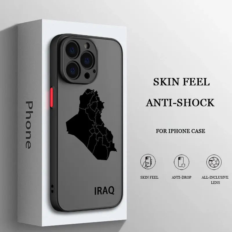 Irak Cumhuriyeti iPhone 15 14 13 12 11 Pro Max XS Max X XR 7 8 Artı 6S 5S Buzlu Saydam Funda Telefon Kılıfı