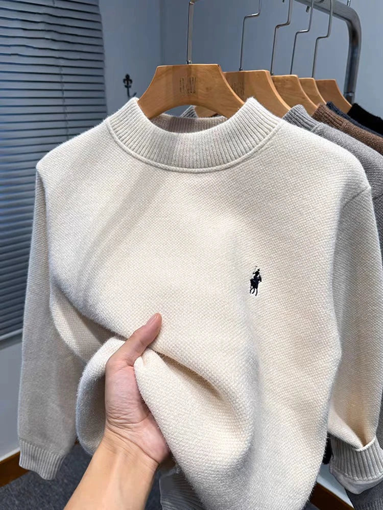 High end luxury brand round neck sweater men's winter trend Paul embroidery designe new plush thick warm casual knitted pullover