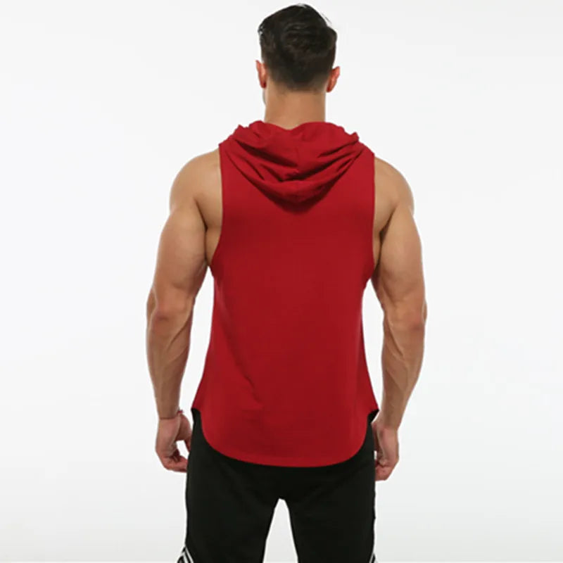 MRMT 2024 Yepyeni Pamuk erkek T gömlek Kapşonlu Kolsuz erkek tişörtü Erkek Tankı Üstleri Spor Hoody T-shirt Kavisli Etek Yelek