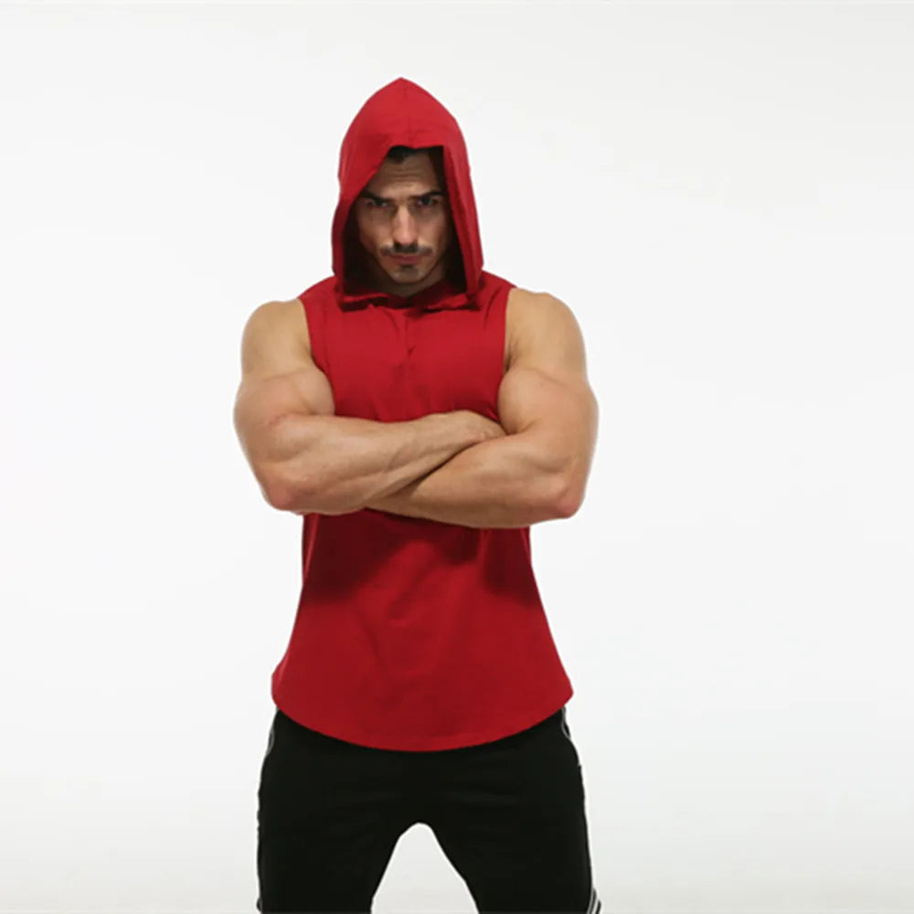 MRMT 2024 Brand New Cotton Men's T shirt Hooded Sleeveless T-shirt For Male Men Tank Tops Fitness Hoody T-shirts Curved Hem Vest