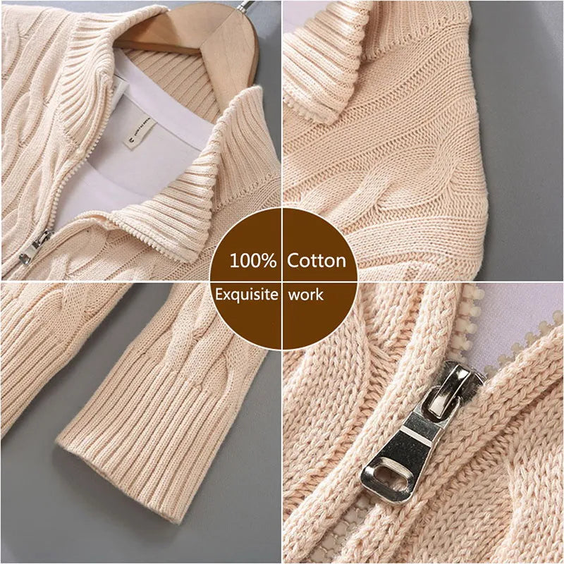 Autumn Winter Brand Logo 100%Cotton Pullovers Sweaters Men'S Casual Stand-Up Collar Half-Zip Knitted Coat Fit 8509