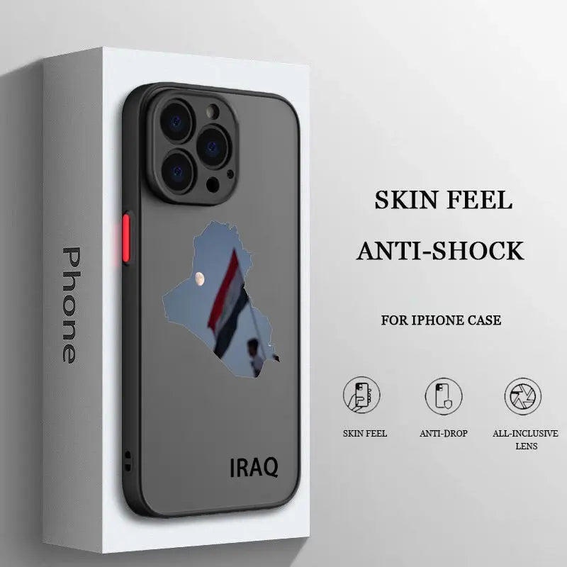 Irak Cumhuriyeti iPhone 15 14 13 12 11 Pro Max XS Max X XR 7 8 Artı 6S 5S Buzlu Saydam Funda Telefon Kılıfı