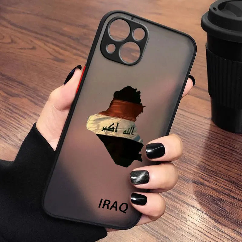 Irak Cumhuriyeti iPhone 15 14 13 12 11 Pro Max XS Max X XR 7 8 Artı 6S 5S Buzlu Saydam Funda Telefon Kılıfı