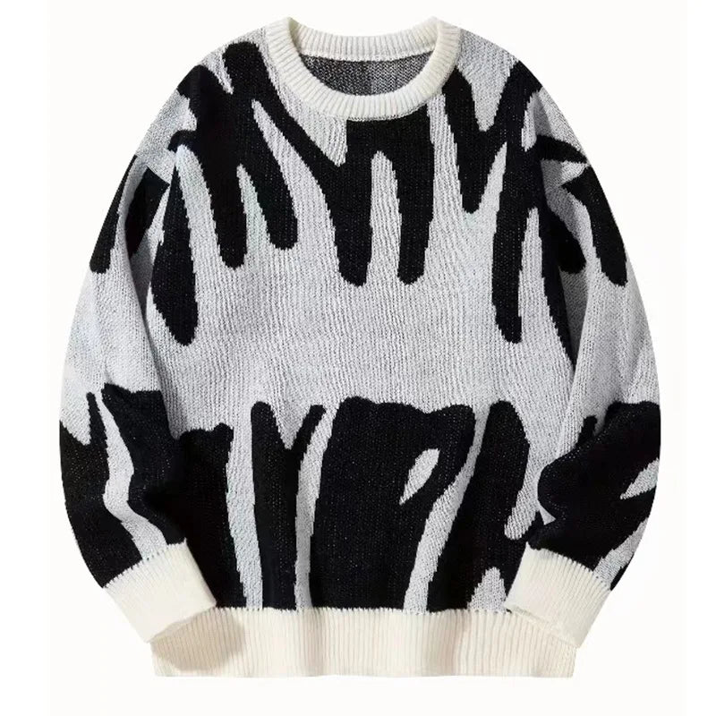 Mens Women Autumn Winter Couple Pullover Mens Retro Lazy Loose Trendy Knitted Sweater High Street Hip Hop Long Sleeve Knittwear