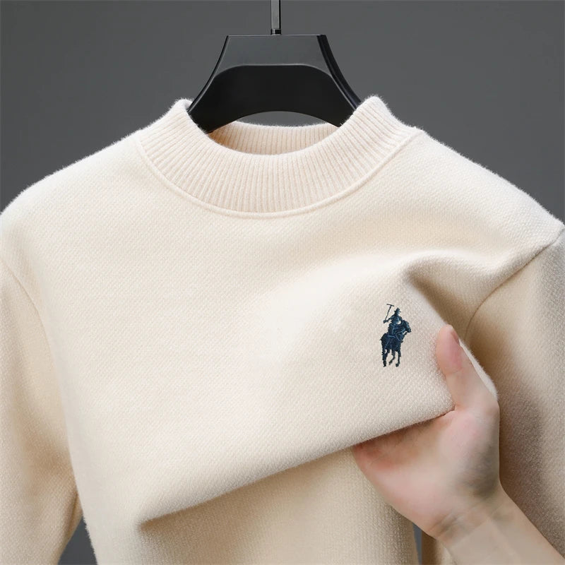 High end luxury brand round neck sweater men's winter trend Paul embroidery designe new plush thick warm casual knitted pullover