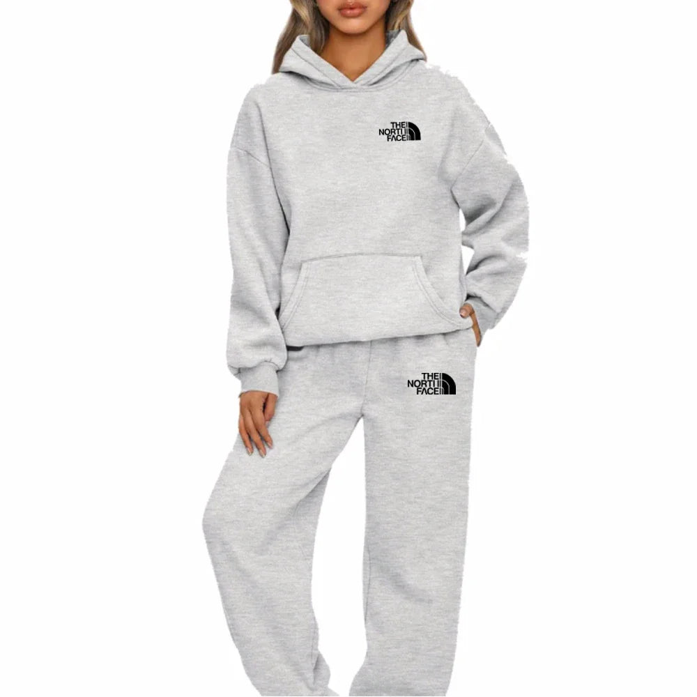 Men's and Women's Casual Fashion Hoodie Set Letter Printing Loose Hooded Two-piece Set Sweatpants Jogging Pants Set Sportswear