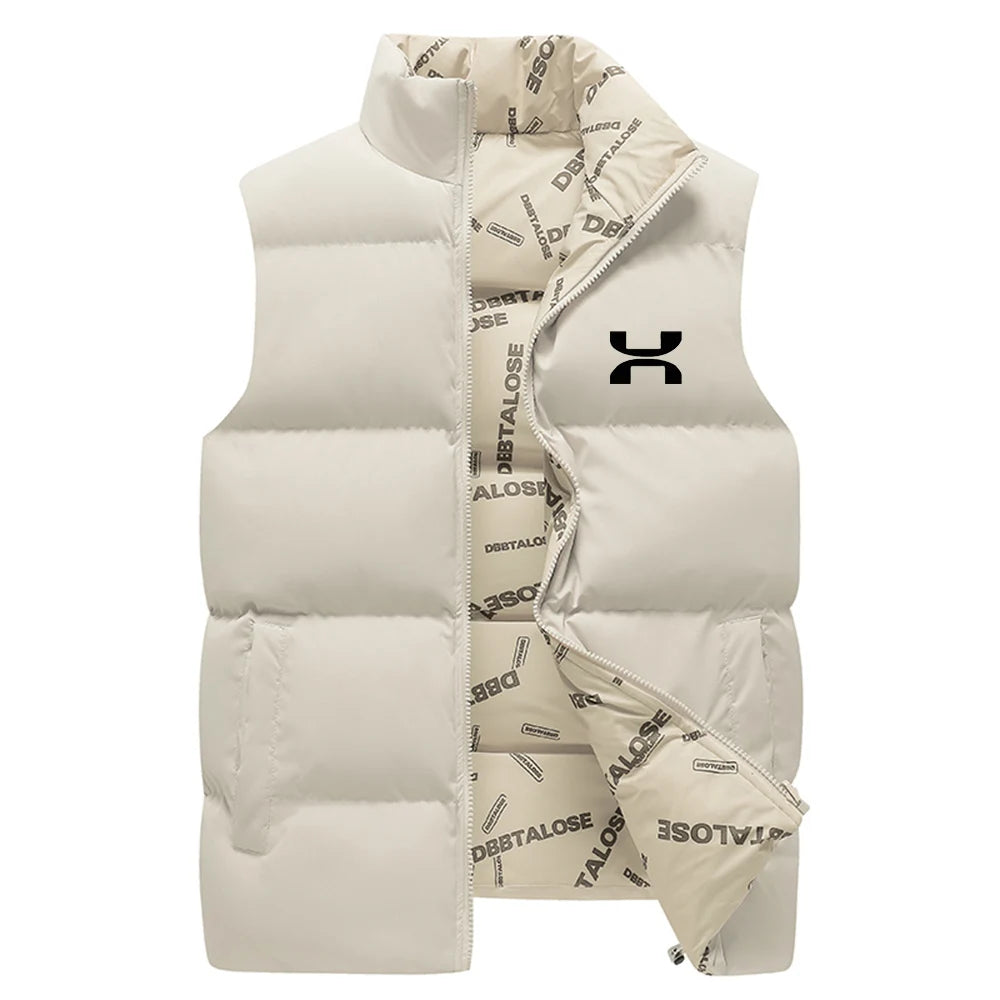 Double-sided cotton vest men's stand-up collar sleeveless down cotton vest autumn and winter casual vest men's thick warm jacket