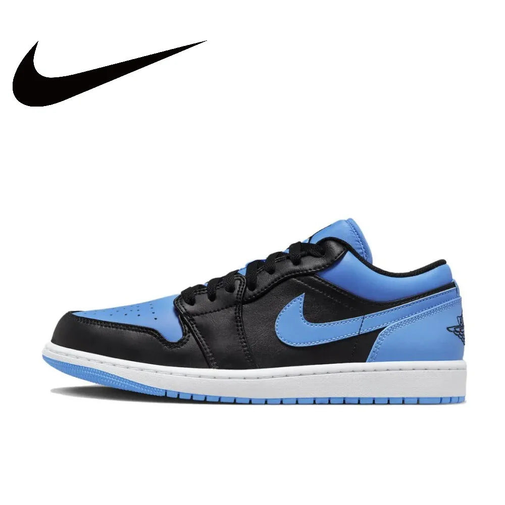 Nike new listing Air Jordan 1 Low Retro Low Top Basketball Shoes Mens Black and Blue Colorway