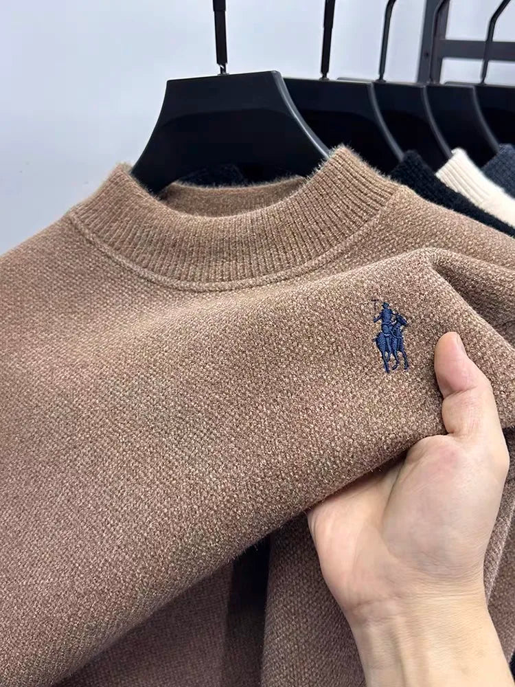 High end luxury brand round neck sweater men's winter trend Paul embroidery designe new plush thick warm casual knitted pullover