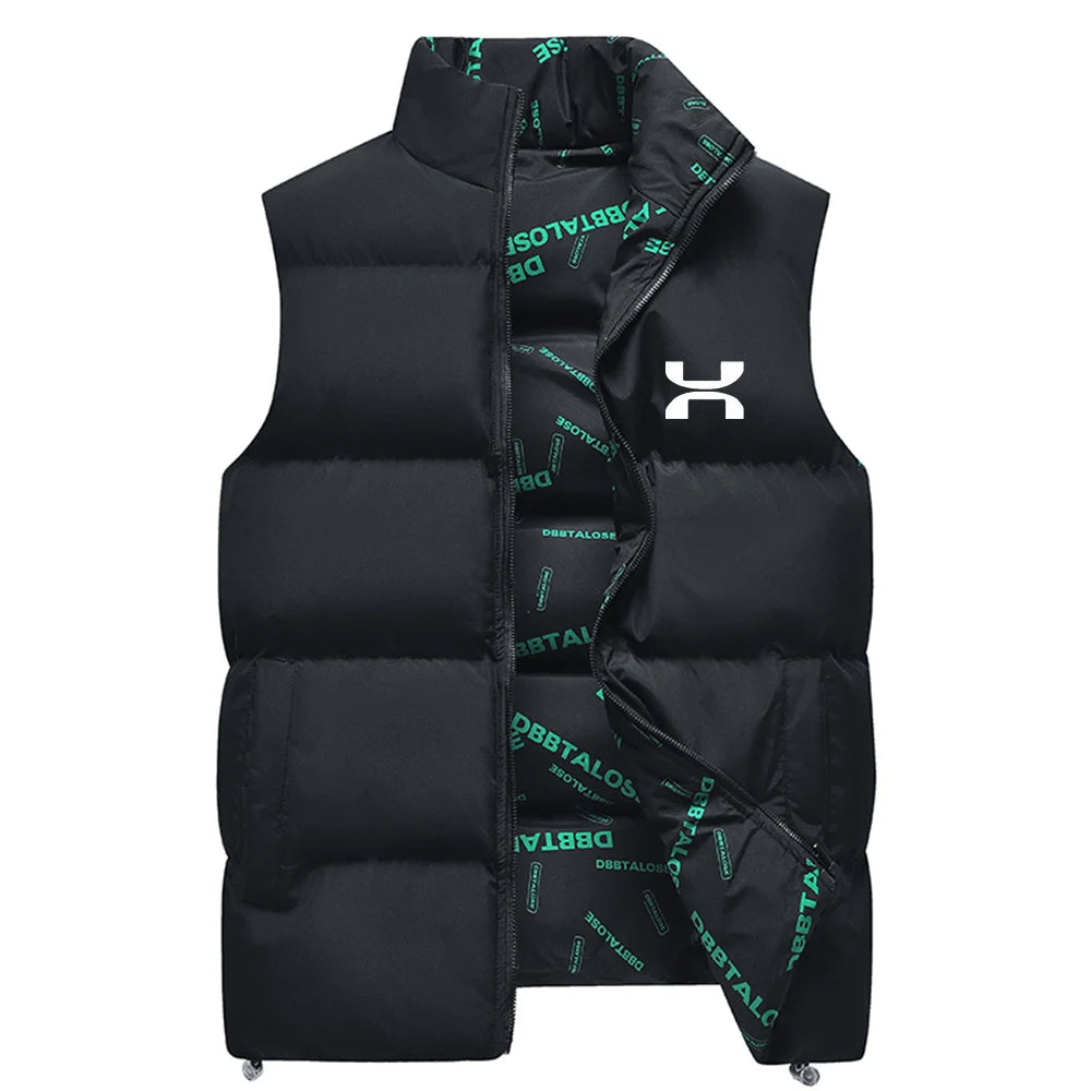 Double-sided cotton vest men's stand-up collar sleeveless down cotton vest autumn and winter casual vest men's thick warm jacket