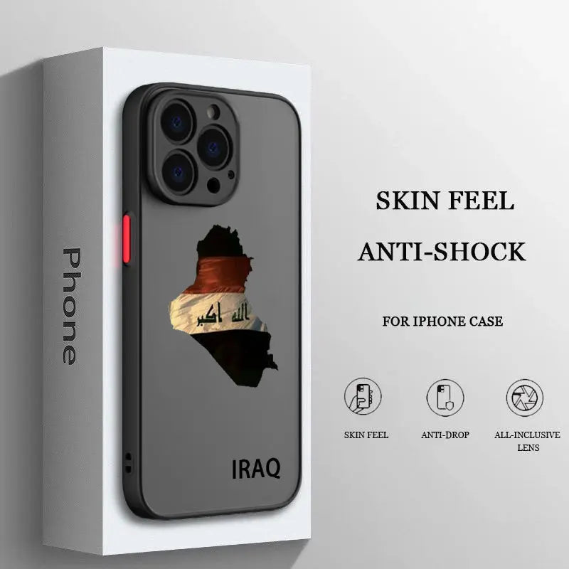 Irak Cumhuriyeti iPhone 15 14 13 12 11 Pro Max XS Max X XR 7 8 Artı 6S 5S Buzlu Saydam Funda Telefon Kılıfı