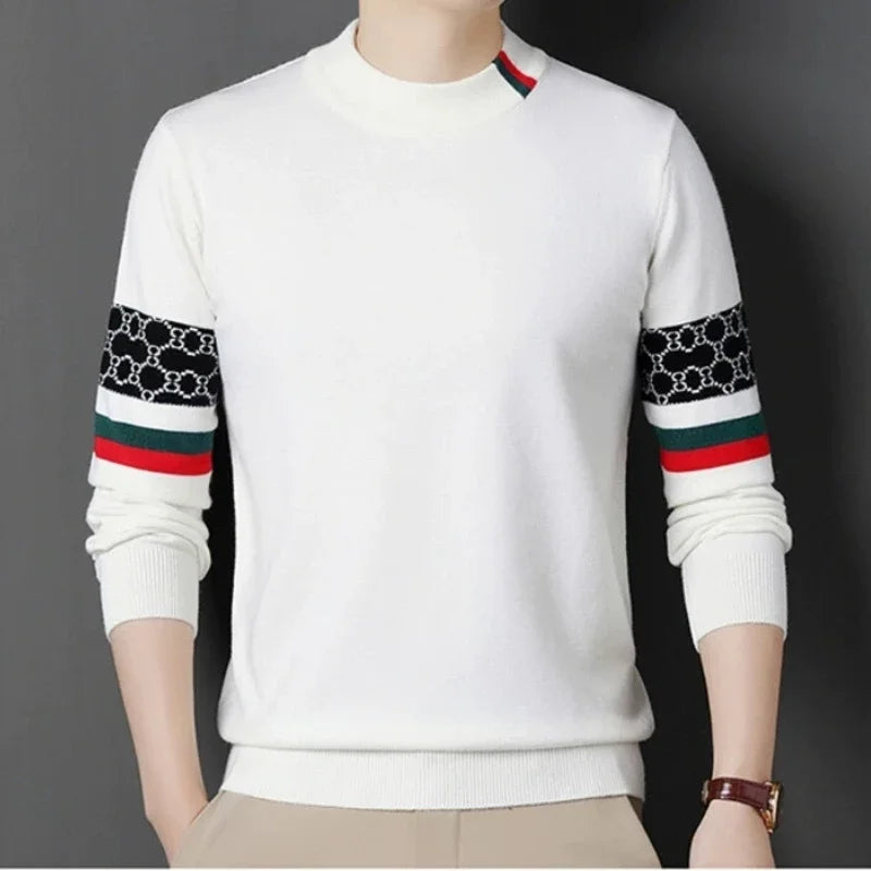 Luxury designer high-end brand embroidered knitted sweater autumn winter men's fashion casual European round neck warm pullover