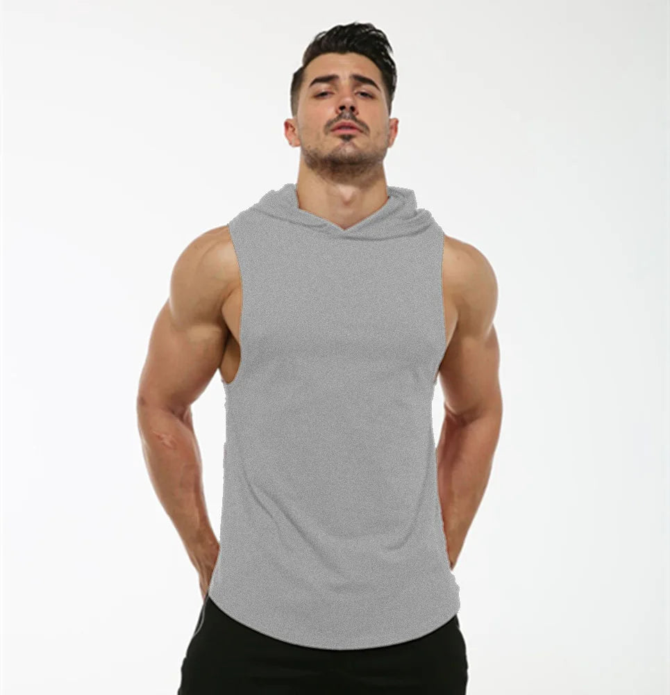 MRMT 2024 Brand New Cotton Men's T shirt Hooded Sleeveless T-shirt For Male Men Tank Tops Fitness Hoody T-shirts Curved Hem Vest