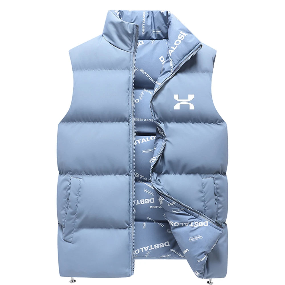 Double-sided cotton vest men's stand-up collar sleeveless down cotton vest autumn and winter casual vest men's thick warm jacket