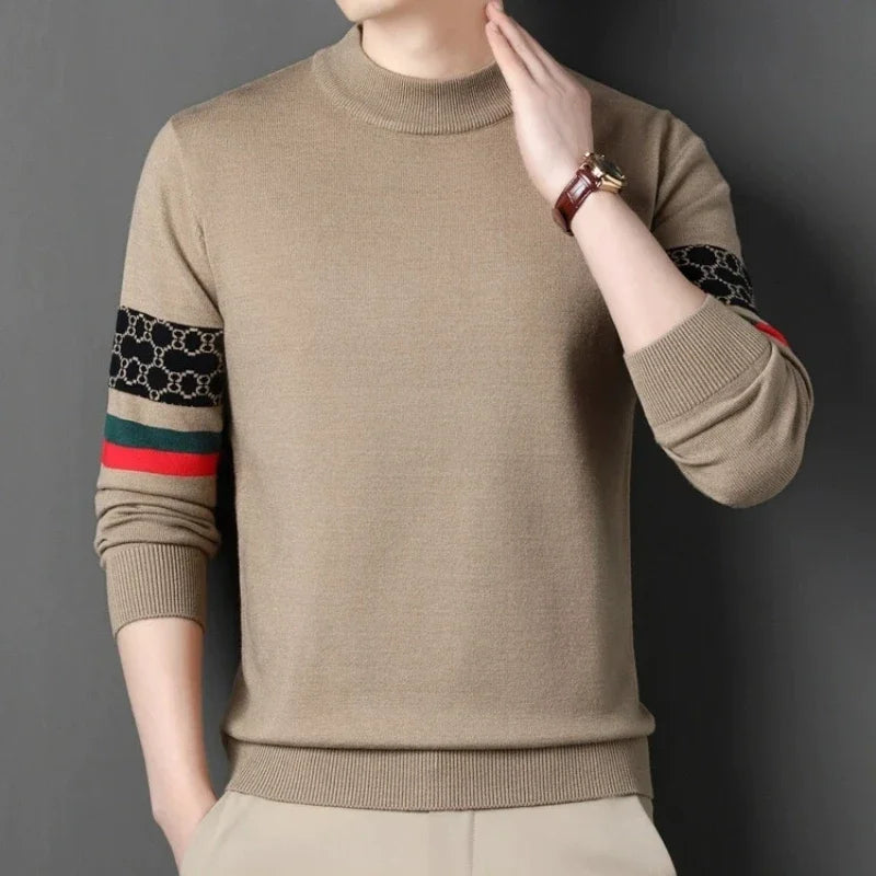 Luxury designer high-end brand embroidered knitted sweater autumn winter men's fashion casual European round neck warm pullover