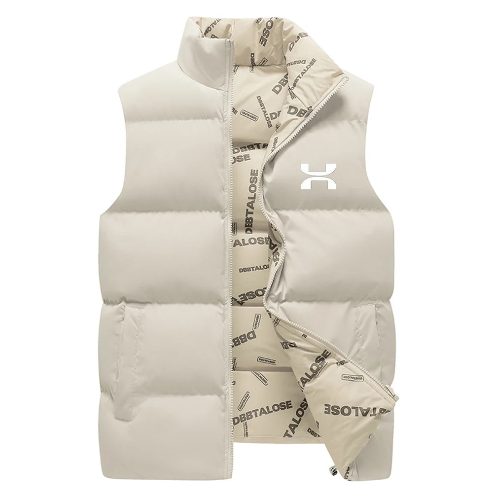 Double-sided cotton vest men's stand-up collar sleeveless down cotton vest autumn and winter casual vest men's thick warm jacket