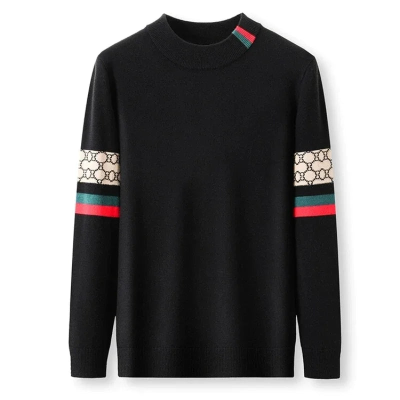 Luxury designer high-end brand embroidered knitted sweater autumn winter men's fashion casual European round neck warm pullover